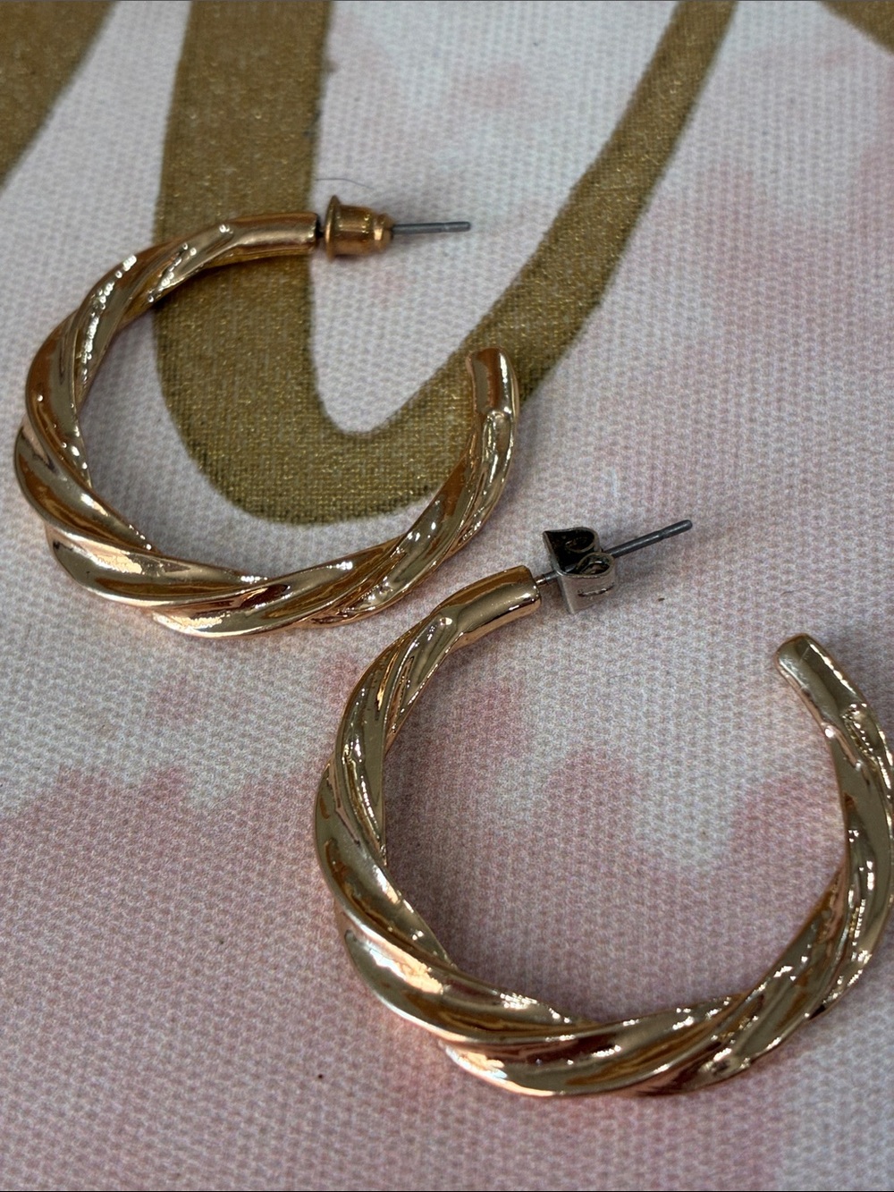 Gold Twisted Hoop Earrings - Women Jewelry